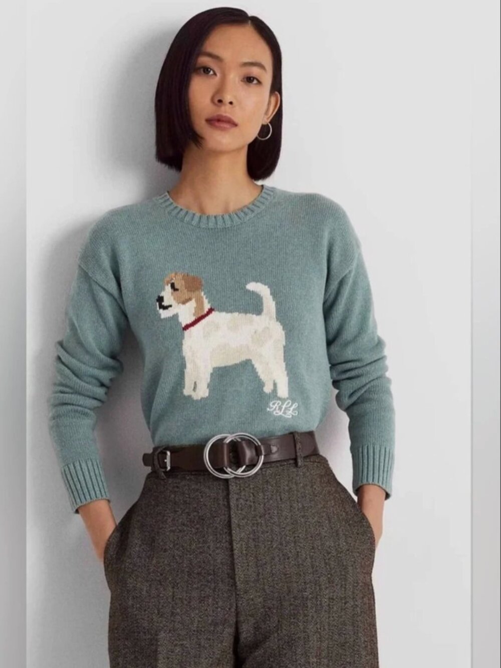 Lauren Ralph Lauren Intarsia-Knit Jack Russell Terrier Cotton Sweater